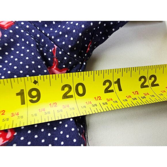 Molokai Medium Men Navy White Polka Dots Flamingo Short Sleeve Button Down Shirt - Picture 2 of 11